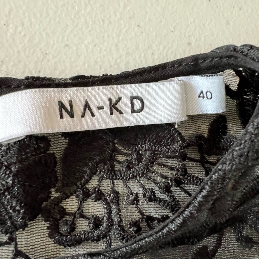 NA-KD Women’s Black Floral Lace Sheer Top Embroidered Elegant Size 40 - Picture 12 of 16